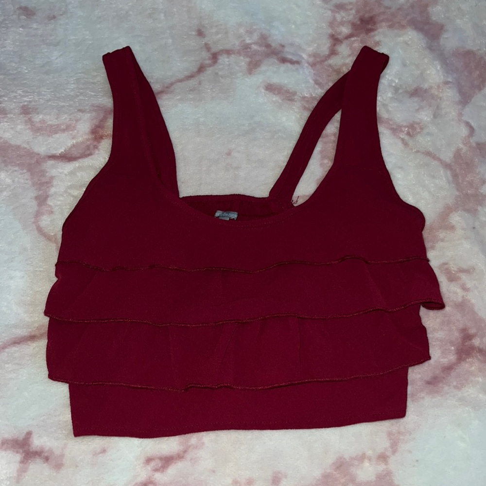 Red ruffled crop top